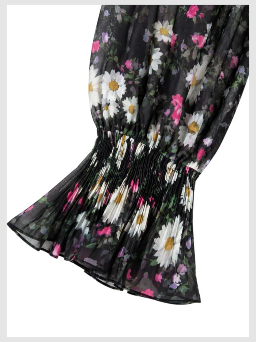Kobi Halperin Sydney Blouse Black Pink White Multi Floral Chiffon Size L - Picture 9 of 11